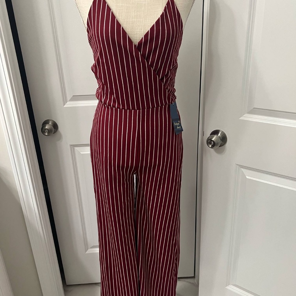 Striped Burgundy Jumpsuit